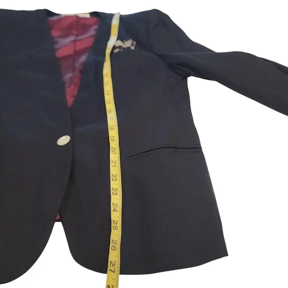 Vintage Jones New York Skirt Suit Womens 14 Navy Blue Lined 2 Piece USA Workwear